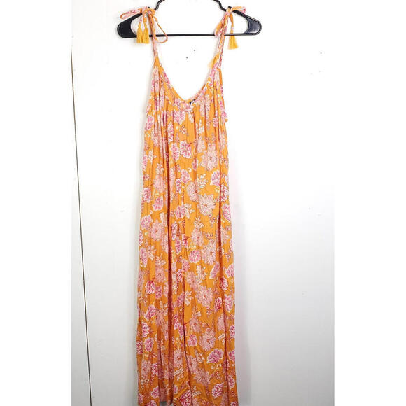 Old Navy Dress Womens XS Shapeless Colorful Florals Split Hem Pockets Tie Strap - Picture 1 of 12
